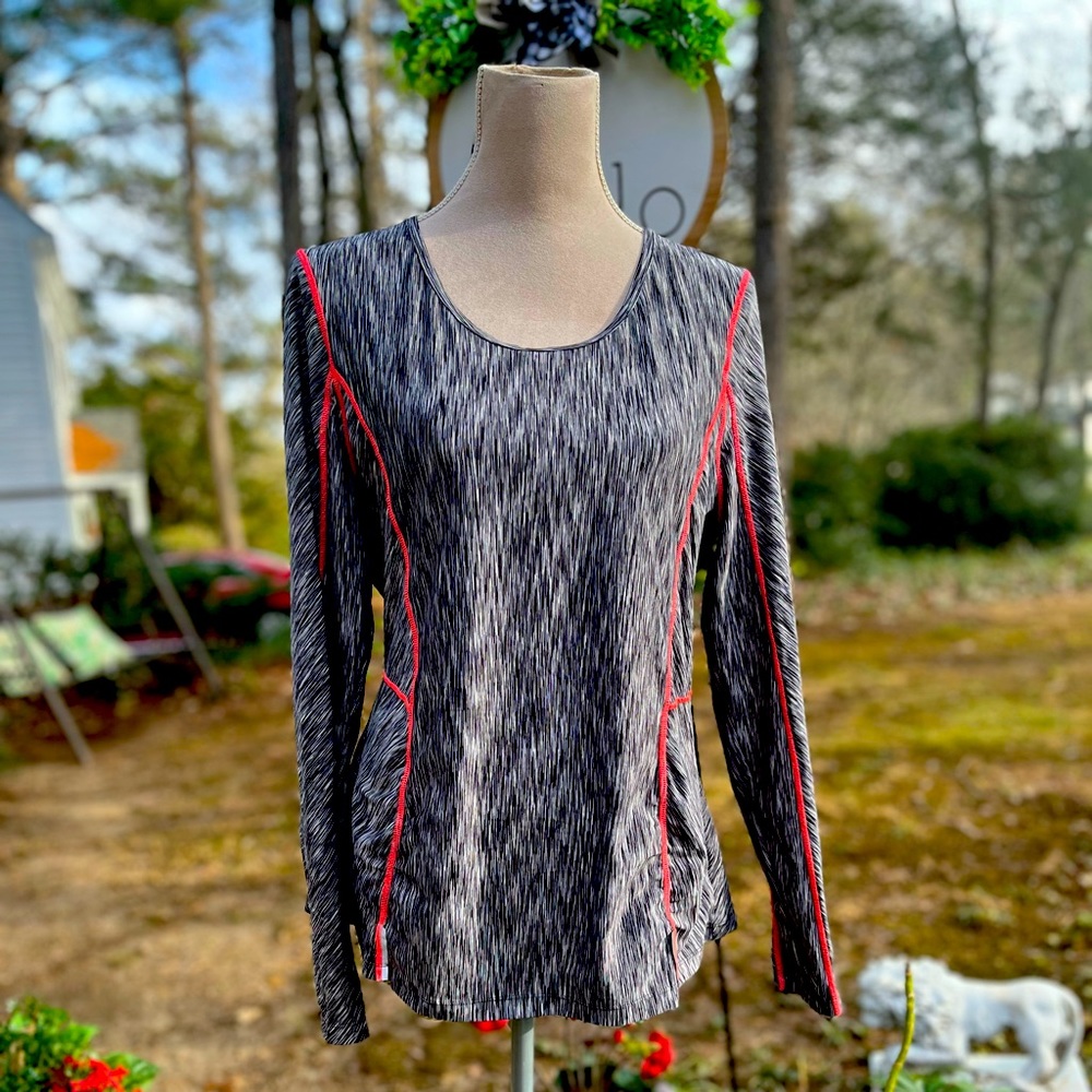 Athleta Pop Space Grey Dye Running Long Sleeve Top, XL, EUC